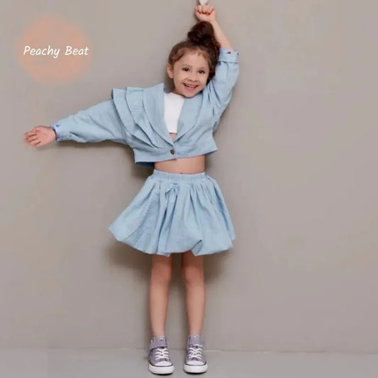 Fashion Baby Girl Clothes Set Ruffled Jacket+Tutu Skirt 2PCS Kids Teen Child Casual Suit Spring Autumn Outfit Baby Clothes 1-10Y
