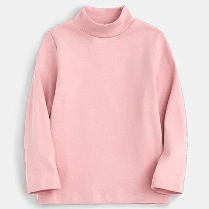 T-shirt for Girls Solid Thermal Underwear Autumn Winter Long Sleeve Casual High Collar Thin Velvet Boys Tops