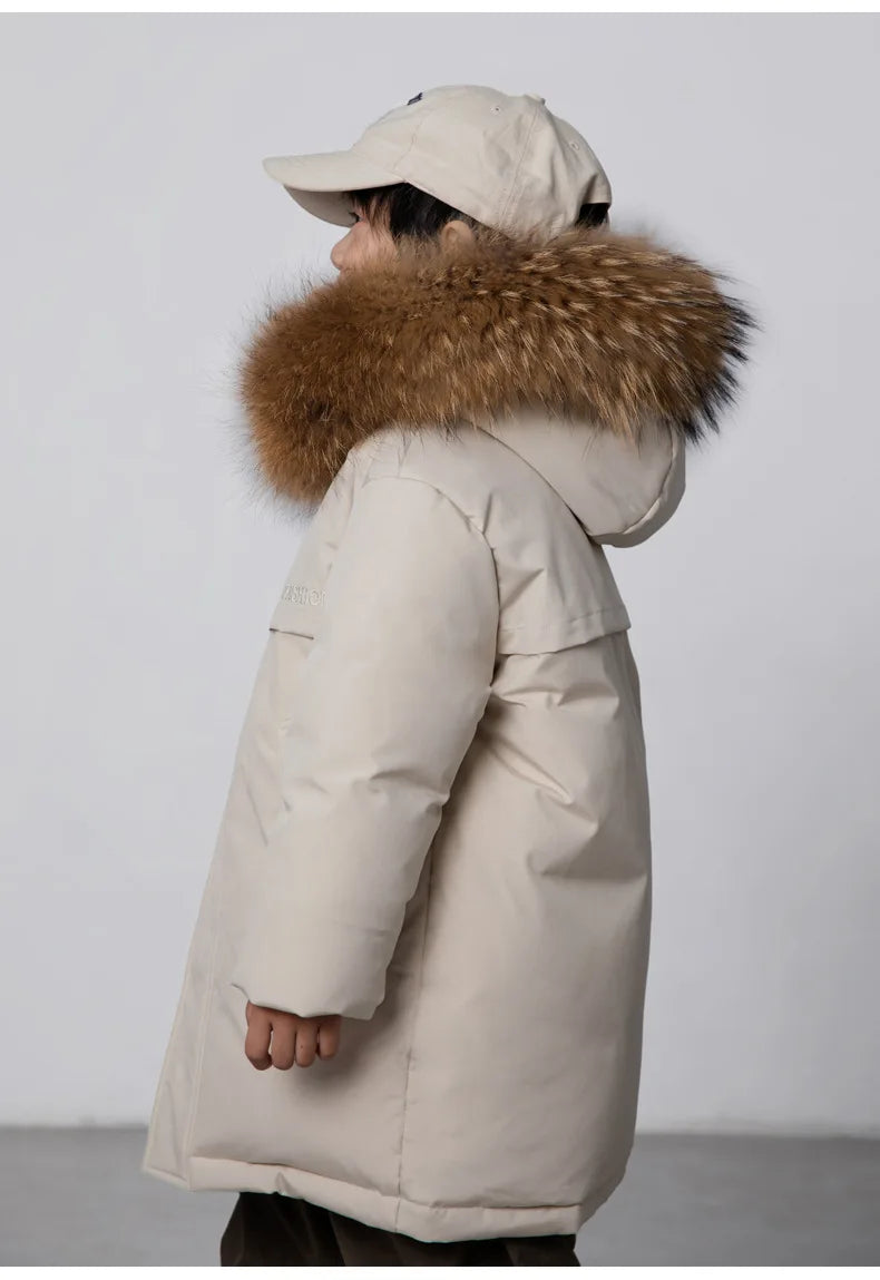 30 Degree Winter Children Down Jacket Hooded Thick Warm Boys Jacket Coat 3-10 Years Kids Girl Parkas Outfit