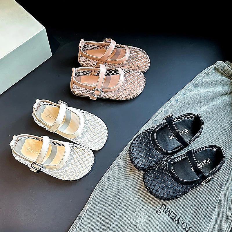 2025 New Children's Flats Summer Breathable Princess Shoes for Girls Simple Fashion Kids Causal Shoes Soft Soled Trend Versatile