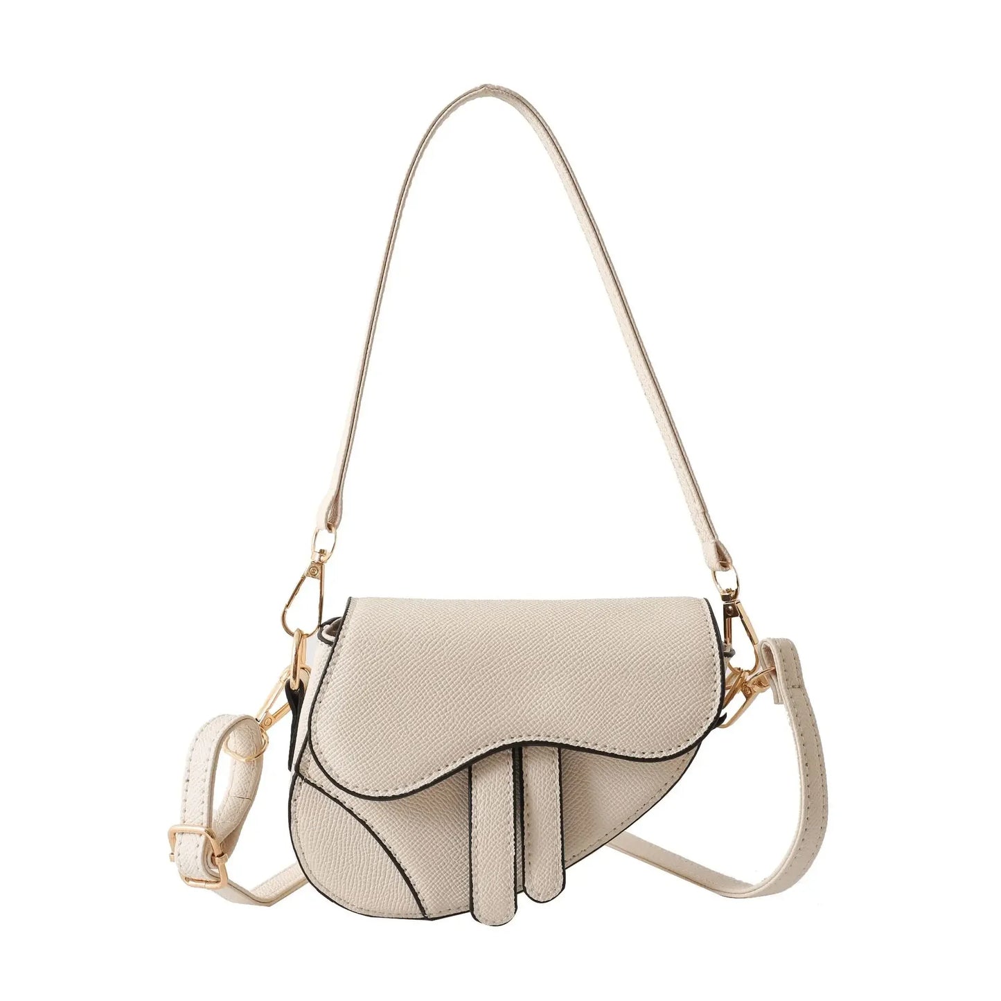 Fashionable Mini Saddle Bag Trendy Crossbody Shoulder Bag Single Strap Soft PU Leather Polyester Lining
