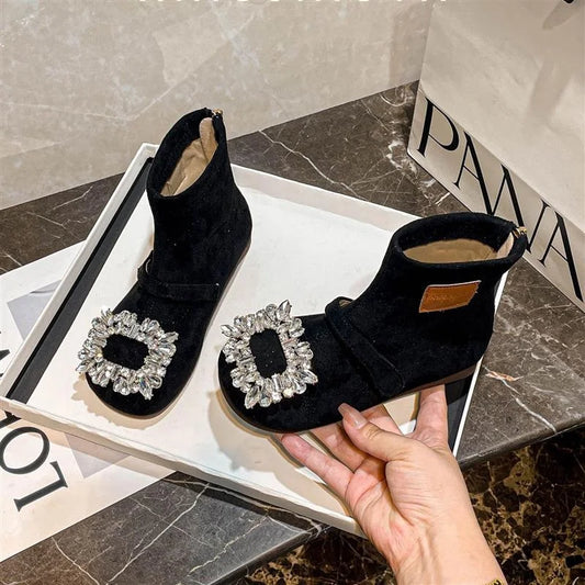 Toddler Girls Shiny Rhinestone Leather Boots  Winter Kids Thermal Boots Soft Sole Chic Princess Girls Party Boots