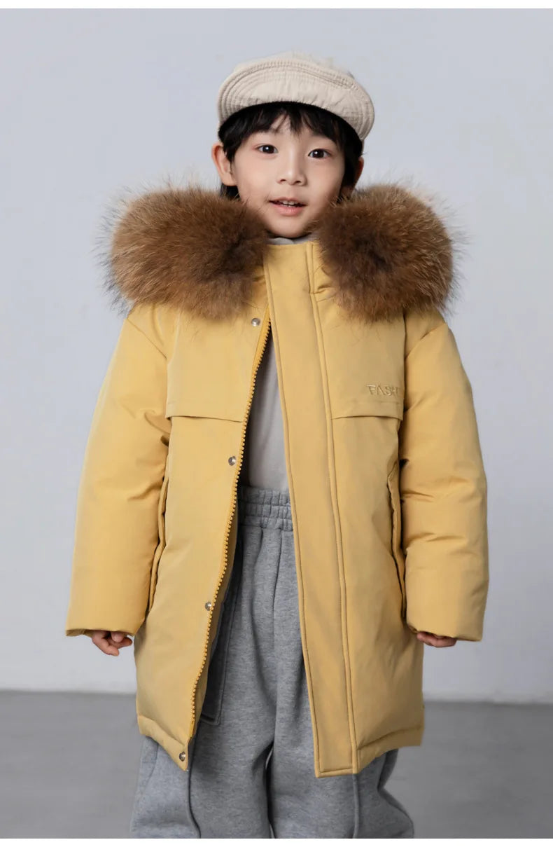 30 Degree Winter Children Down Jacket Hooded Thick Warm Boys Jacket Coat 3-10 Years Kids Girl Parkas Outfit