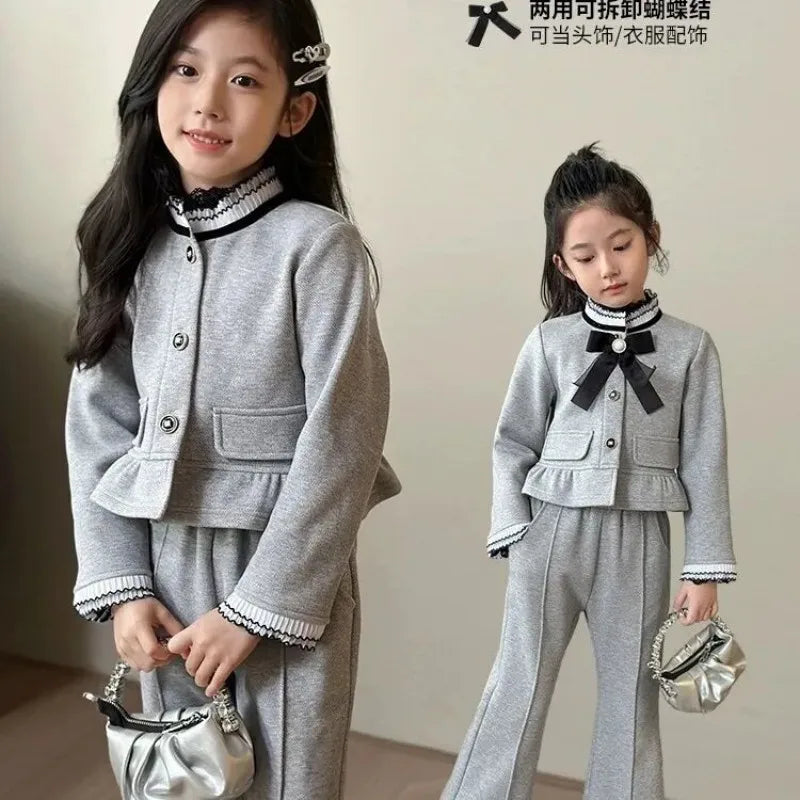 Girls Knit Coat & Pants Set – Teen & Toddler Full-Length Cotton Outfit