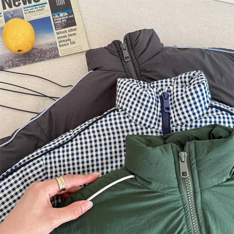 New Children Long Sleeve Warm Letter Coat Plus Velvet Thick Boys Down Jackets Baby Girls Padded Jacket Kids Clothes