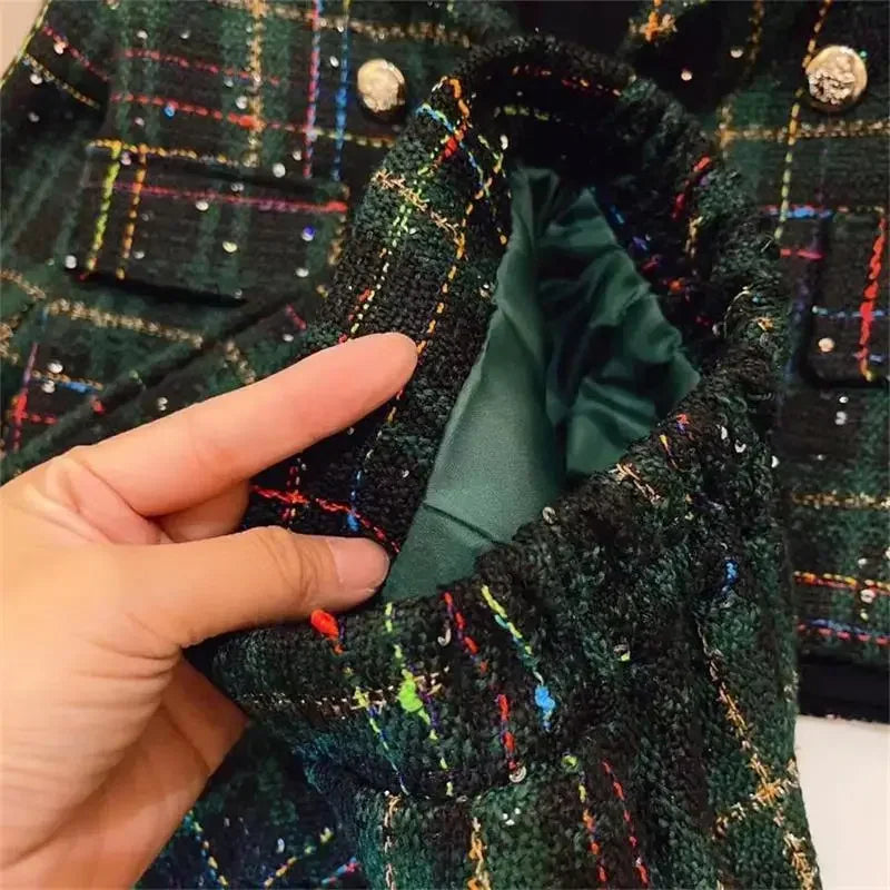 Baby Girl Plaid Blazer & Shorts Set – Vintage 2pcs Outfit 2–7Y