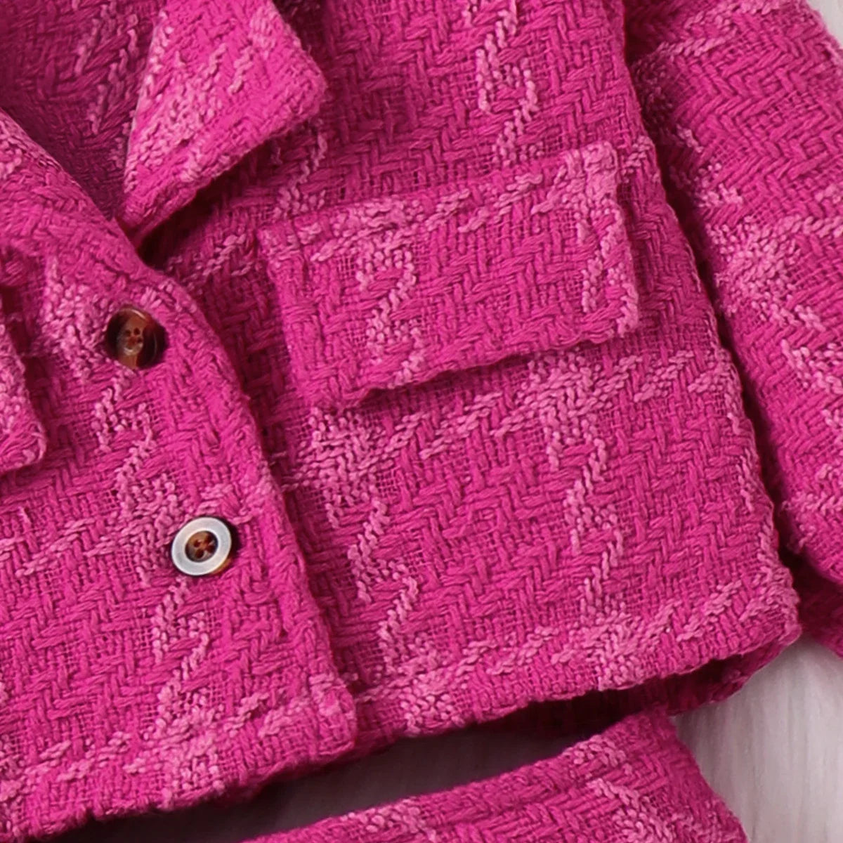 Toddler Girl 3-Piece Houndstooth Dress Set – Summer Outfit with Hat