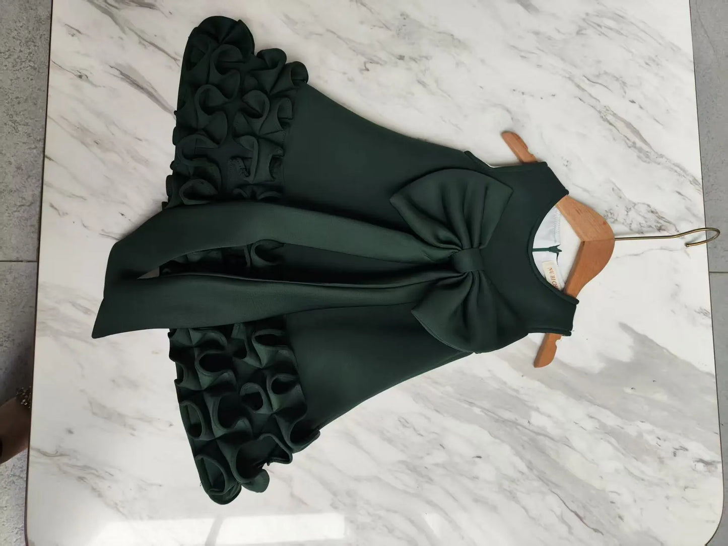 Elegant Baby Girl First Birthday Dress Princess Party Gown Floral Lace Bowknot Design Breathable Comfortable Celebration Outfit