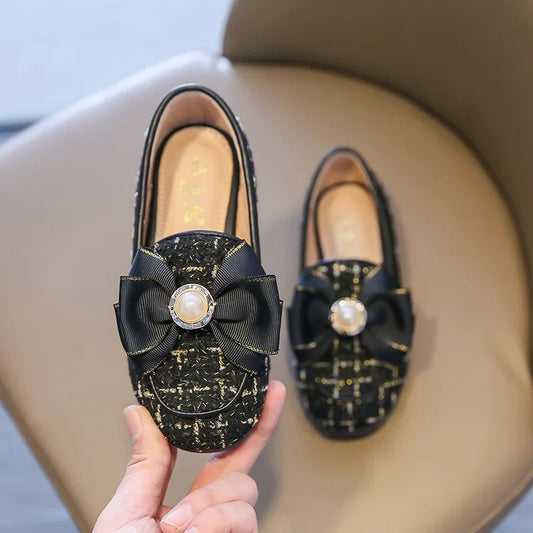 Girls Moccasins Soft Bottom Casual Leather Shoes Kids Loafers Children's Metal Wedding Autumn Fashion Flats Boat Sneakers