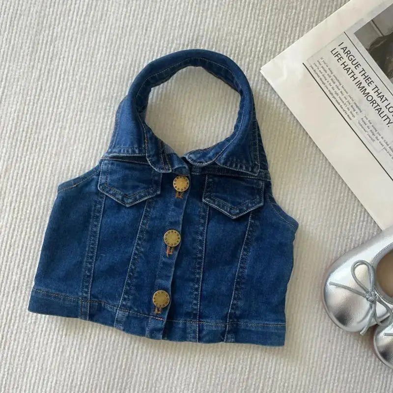 Girls Summer Clothes Cute Suit New Sleeveless Top Vest Fashionable Ruffle Edge Children's girl Short Skirt 2-pcs Set