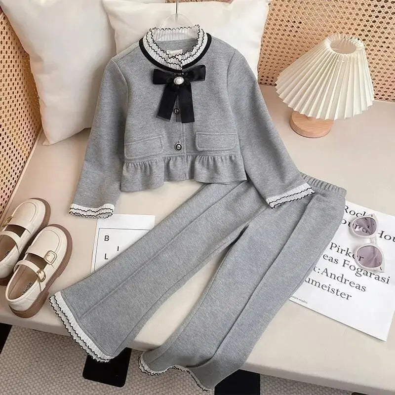 Girls Knit Coat & Pants Set – Teen & Toddler Full-Length Cotton Outfit