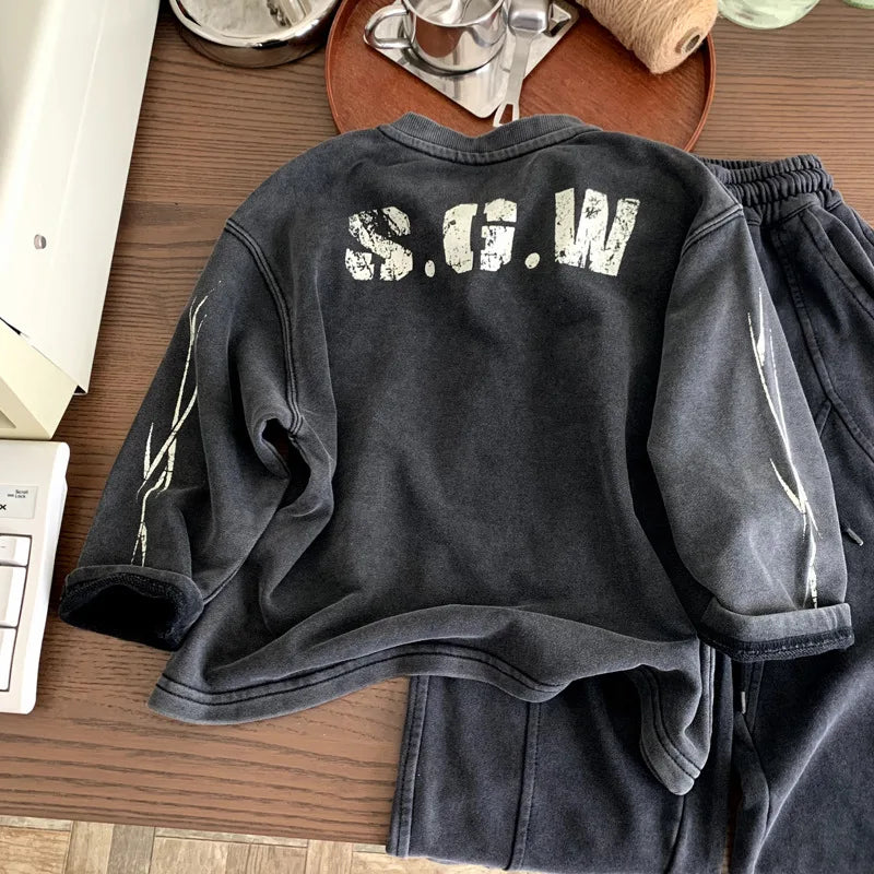 Children Set Printed Motorcycle T-shirt Base Shirt Kids Clothes Girls Toddler Boy Clothes Children Clothing