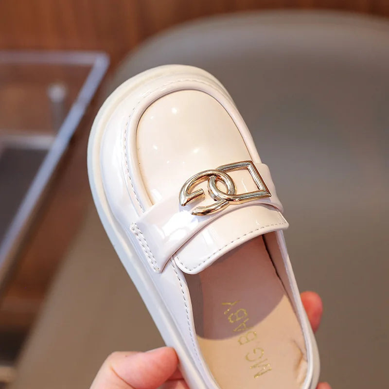 2025 Spring New Children Leather Shoes for Girls Fashion Korean Style Soft Sole Anti-slippery Versatile Chic Princess Flat Shoes