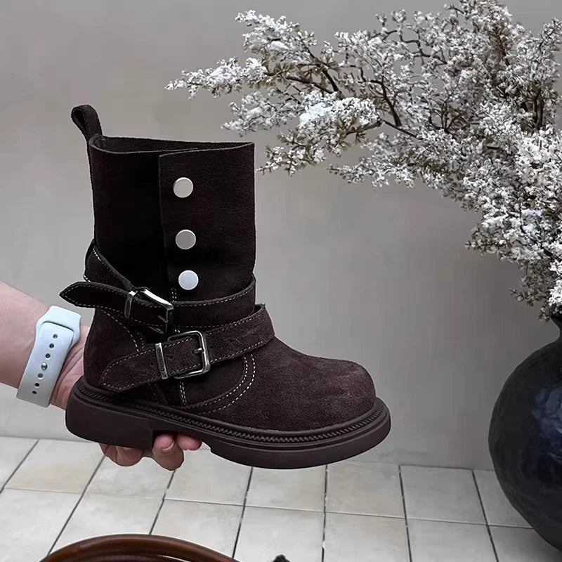 Latest Fashion High-quality Autumn and Winter New Casual Versatile Motorcycle  Girls's Short Boots Kids Boots