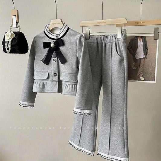Girls Knit Coat & Pants Set – Teen & Toddler Full-Length Cotton Outfit