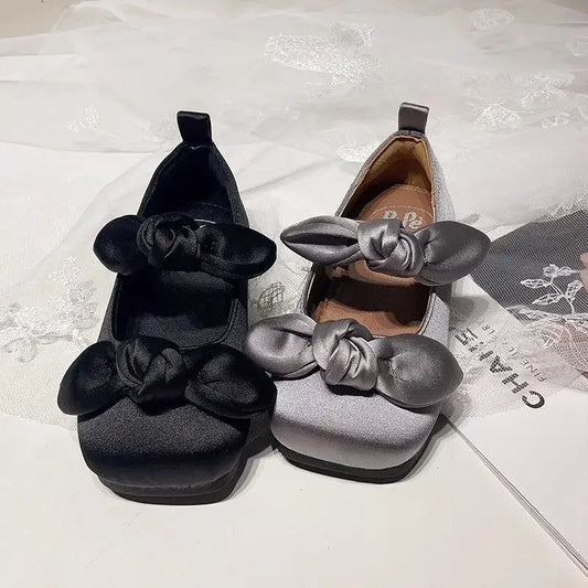 Brand Girls Shoes Spring New French Retro Princess Shoe Bow Girl dresses Mary Jane Dance Shoes Fashion kid Shoeтуфли для девочки