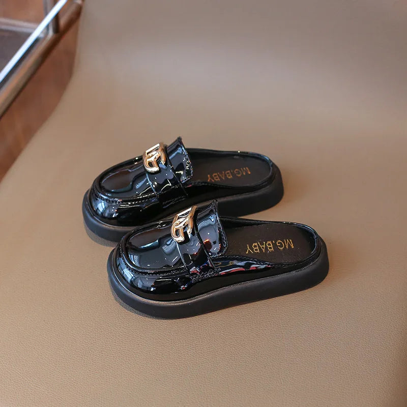 2025 Spring New Children Leather Shoes for Girls Fashion Korean Style Soft Sole Anti-slippery Versatile Chic Princess Flat Shoes