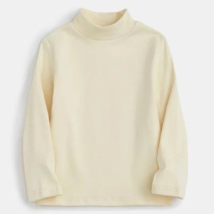 T-shirt for Girls Solid Thermal Underwear Autumn Winter Long Sleeve Casual High Collar Thin Velvet Boys Tops