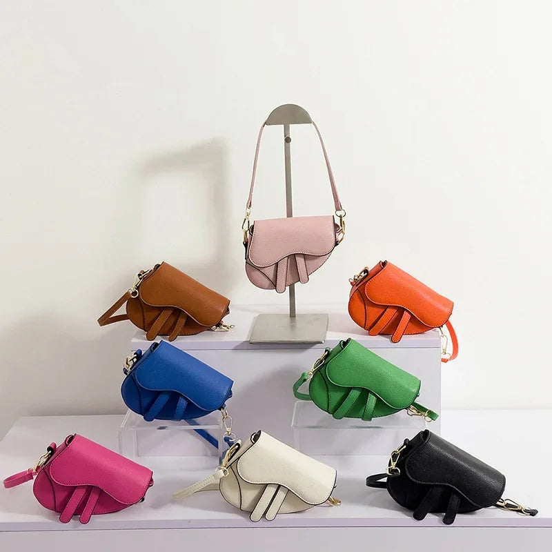 Fashionable Mini Saddle Bag Trendy Crossbody Shoulder Bag Single Strap Soft PU Leather Polyester Lining