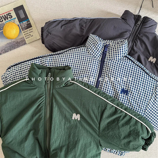 New Children Long Sleeve Warm Letter Coat Plus Velvet Thick Boys Down Jackets Baby Girls Padded Jacket Kids Clothes