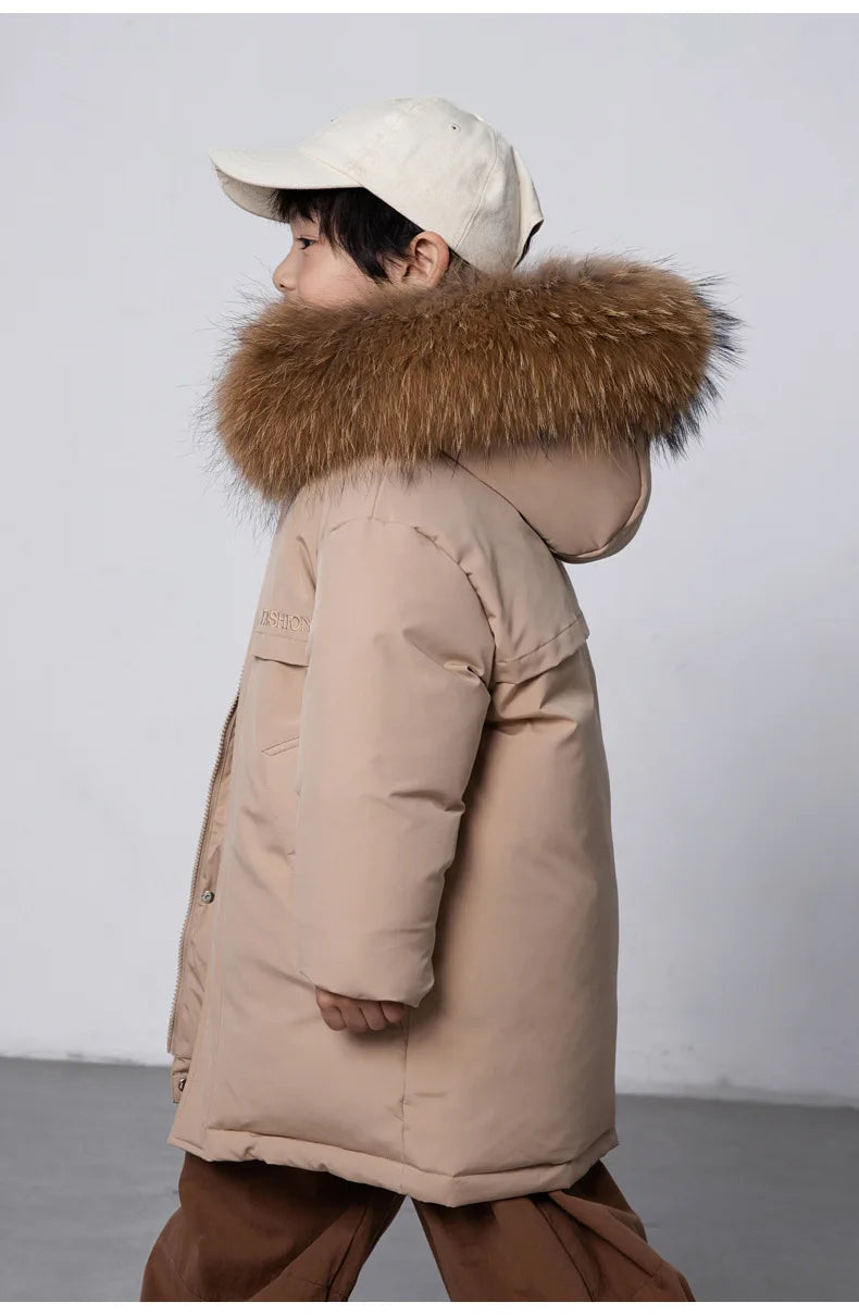 30 Degree Winter Children Down Jacket Hooded Thick Warm Boys Jacket Coat 3-10 Years Kids Girl Parkas Outfit
