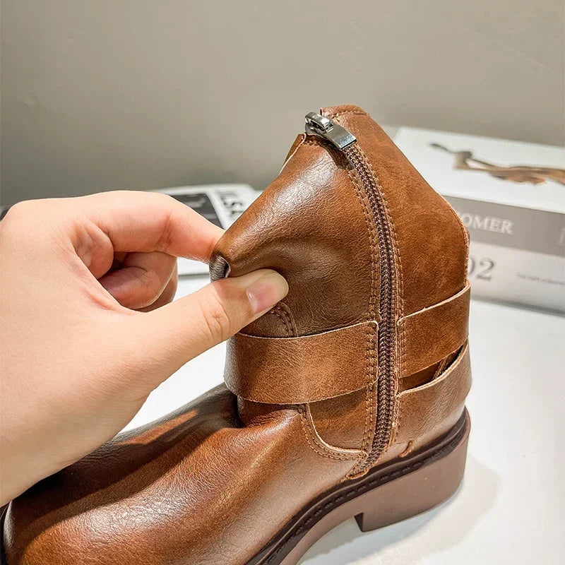 Round Toe Platform Kid Boot Autumn/Winter Leather Boot Fashion Girl Knight Boot Mid Size Ankle Boot Kid Shoe 부츠