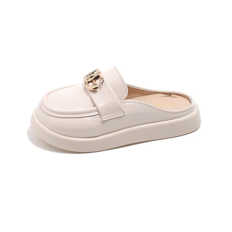 2025 Spring New Children Leather Shoes for Girls Fashion Korean Style Soft Sole Anti-slippery Versatile Chic Princess Flat Shoes