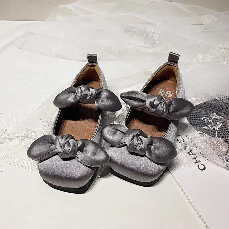 Brand Girls Shoes Spring New French Retro Princess Shoe Bow Girl dresses Mary Jane Dance Shoes Fashion kid Shoeтуфли для девочки