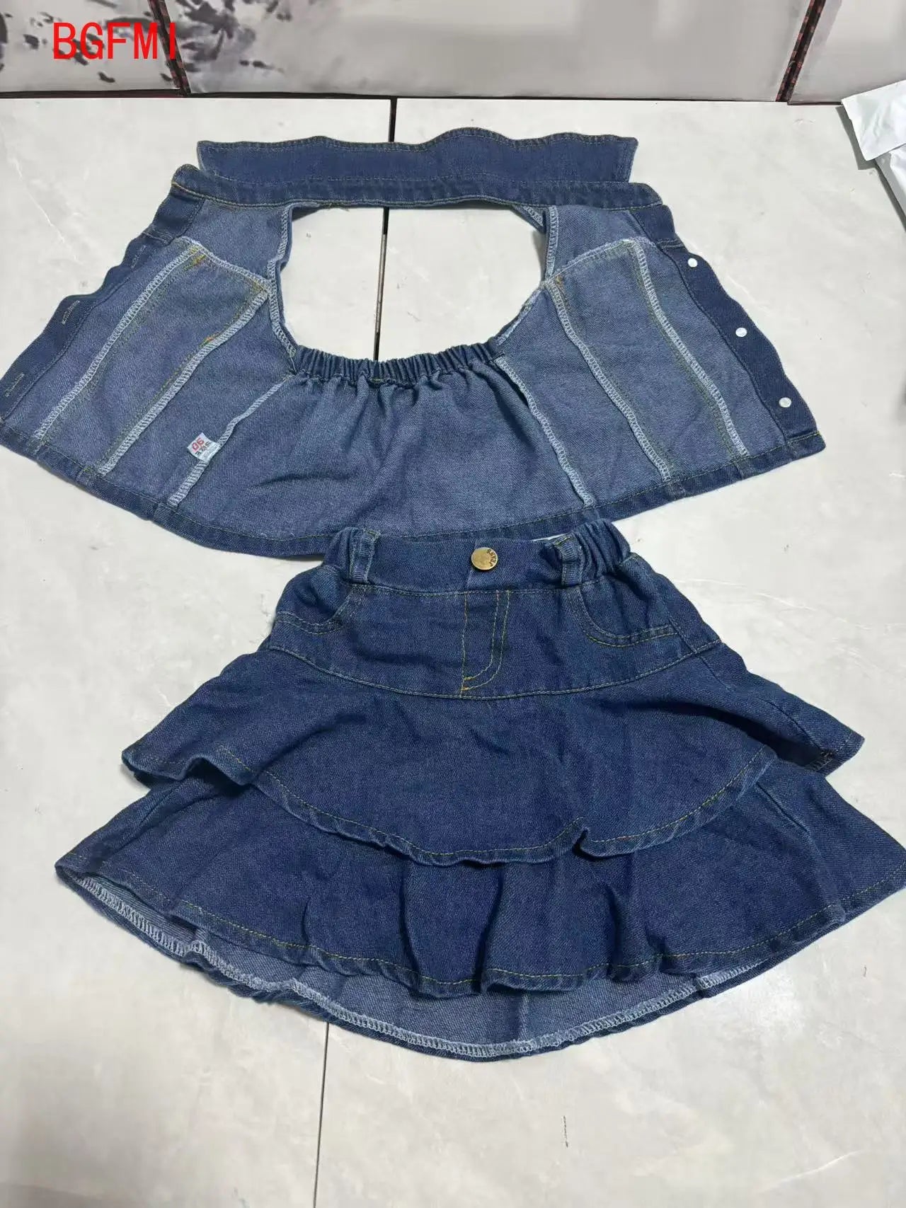 Girls Summer Clothes Cute Suit New Sleeveless Top Vest Fashionable Ruffle Edge Children's girl Short Skirt 2-pcs Set