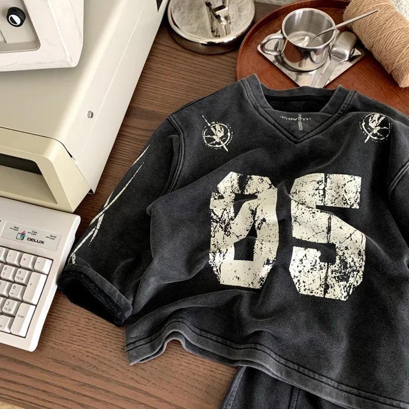 Children Set Printed Motorcycle T-shirt Base Shirt Kids Clothes Girls Toddler Boy Clothes Children Clothing