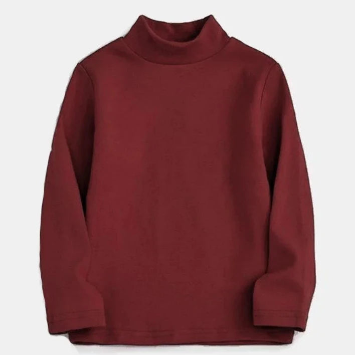 T-shirt for Girls Solid Thermal Underwear Autumn Winter Long Sleeve Casual High Collar Thin Velvet Boys Tops