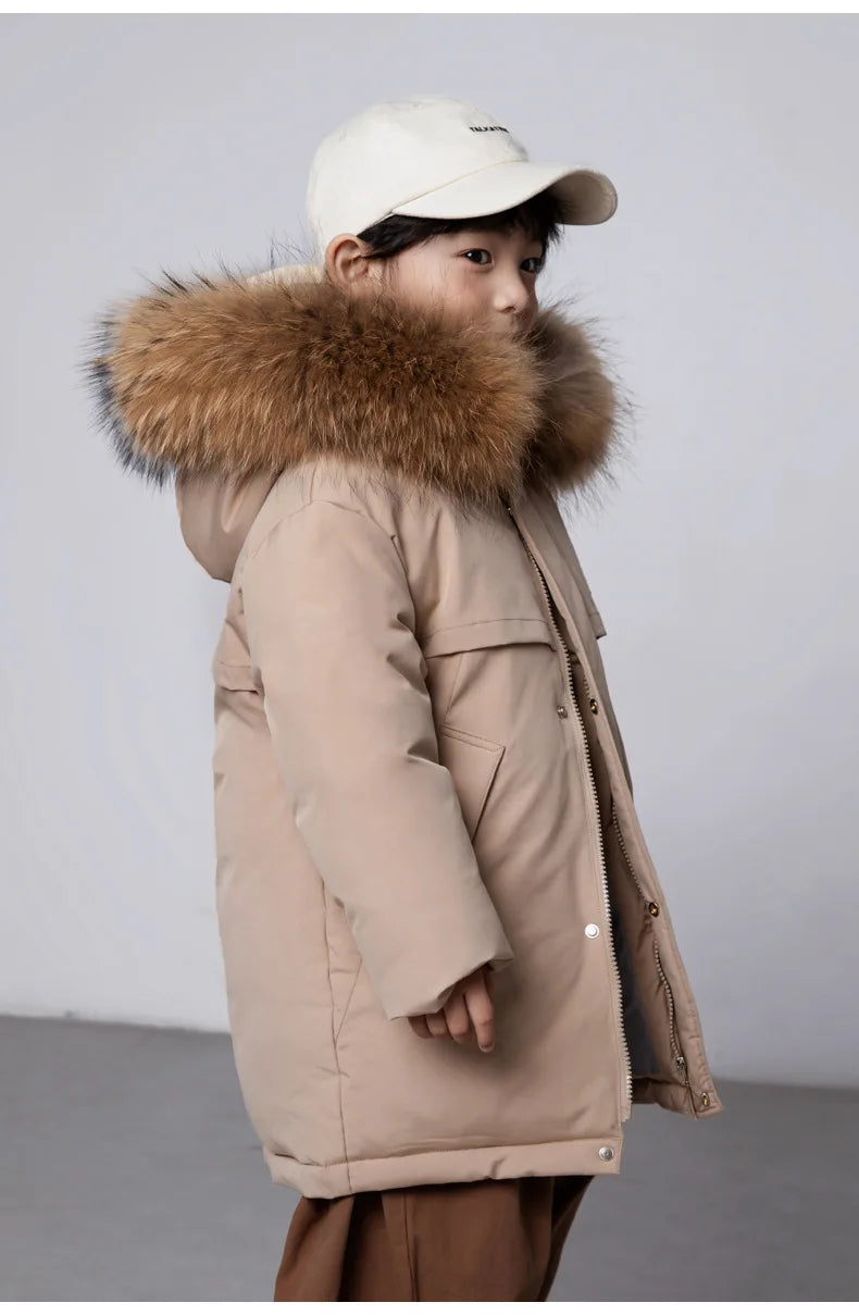30 Degree Winter Children Down Jacket Hooded Thick Warm Boys Jacket Coat 3-10 Years Kids Girl Parkas Outfit