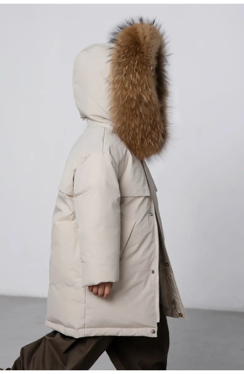 30 Degree Winter Children Down Jacket Hooded Thick Warm Boys Jacket Coat 3-10 Years Kids Girl Parkas Outfit