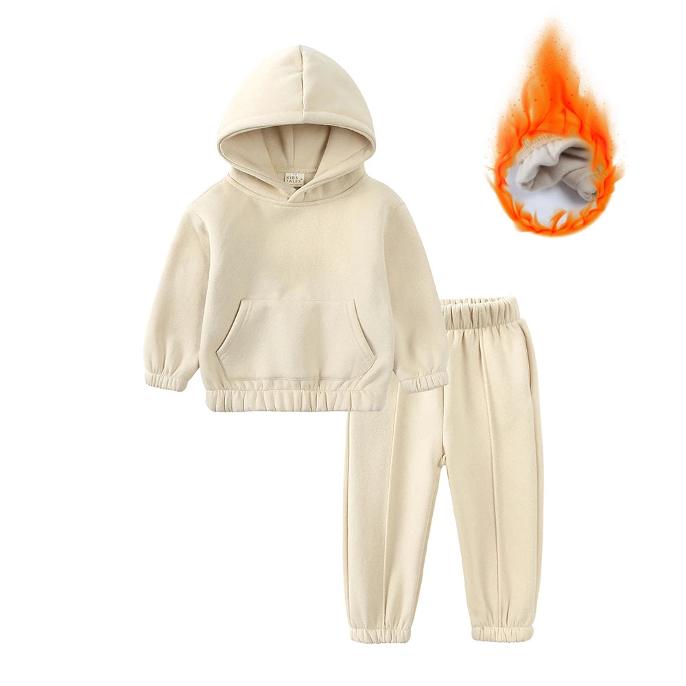 Baby Boys Girls Fleece Sweatsuit – 2pcs Pullover & Pants Outfit