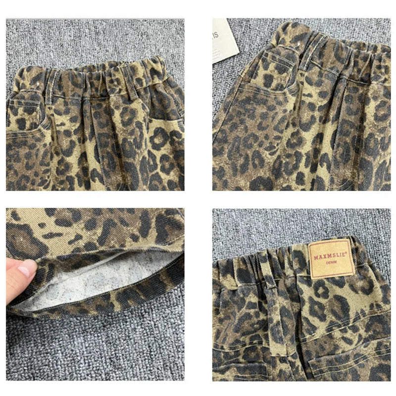 Leopard Jeans For Kids Boys Girls Cool Long Jeans Fashion Casual Street Style