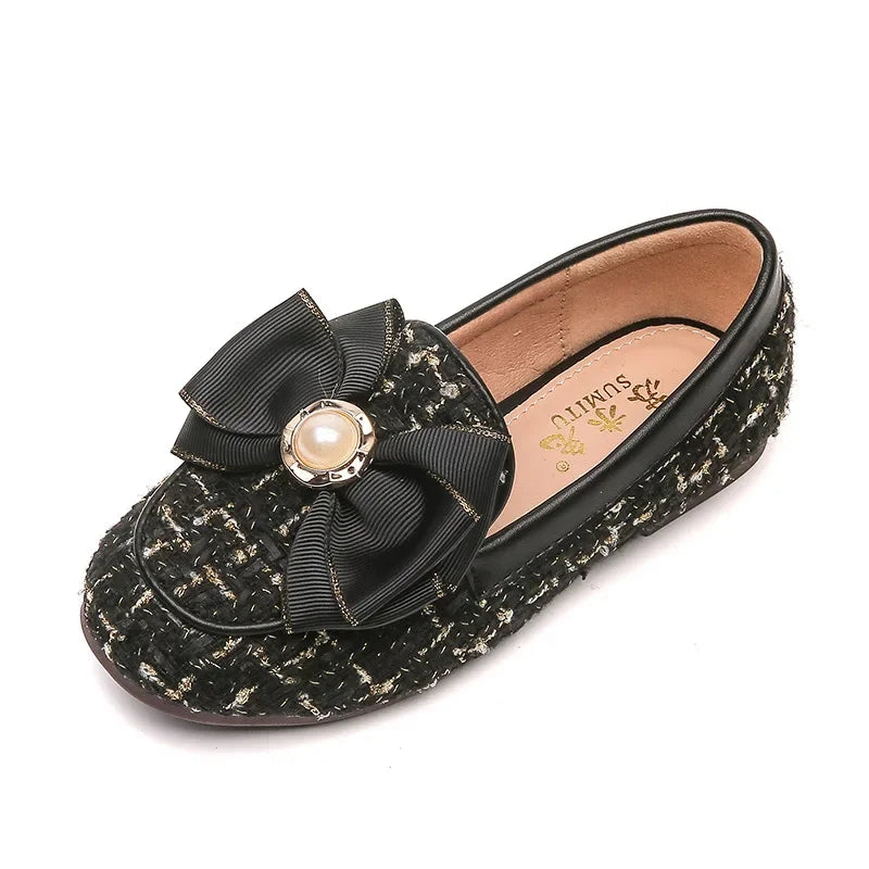 Girls Moccasins Soft Bottom Casual Leather Shoes Kids Loafers Children's Metal Wedding Autumn Fashion Flats Boat Sneakers