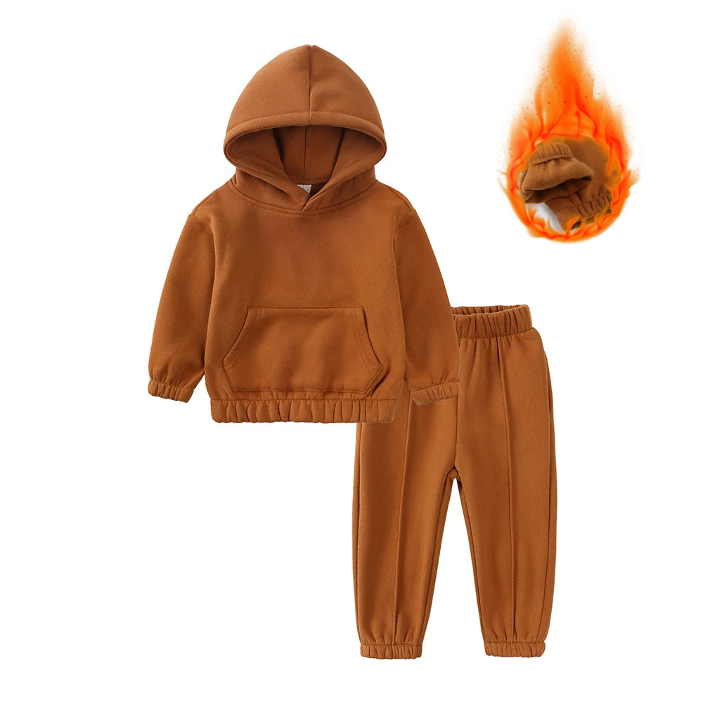 Baby Boys Girls Fleece Sweatsuit – 2pcs Pullover & Pants Outfit