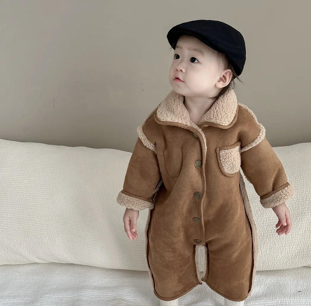 Winter Baby Romper Newborn Lamb Wool Baby Boy Romper Clothes Double Side Thick Warm Infant Jumpsuit For Boy Toddler Playsuit