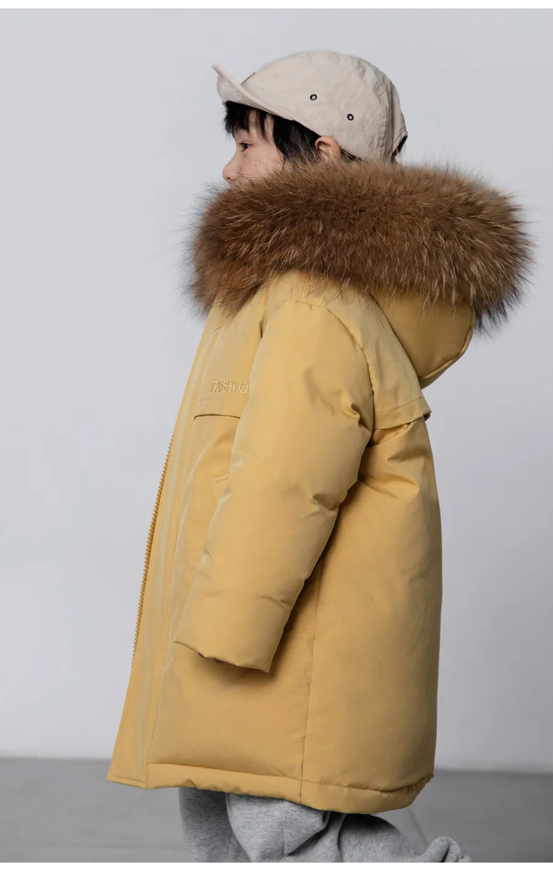 30 Degree Winter Children Down Jacket Hooded Thick Warm Boys Jacket Coat 3-10 Years Kids Girl Parkas Outfit