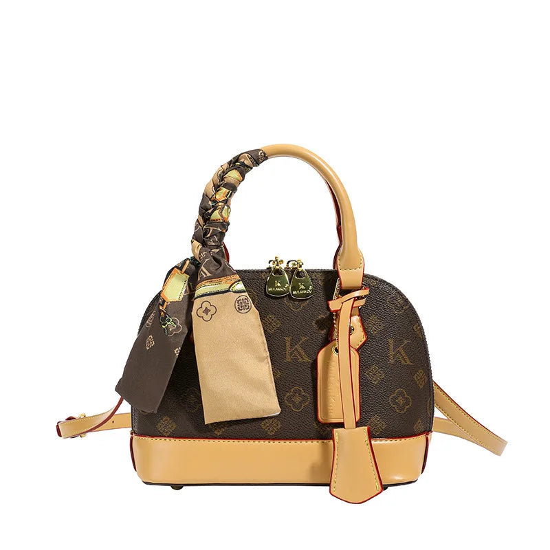 Retro Shell Handbag New Summer Print Versatile Single Shoulder Crossbody Underarm Bag Urban Minimalist Style PU Material