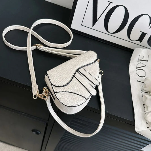 Fashionable Mini Saddle Bag Trendy Crossbody Shoulder Bag Single Strap Soft PU Leather Polyester Lining