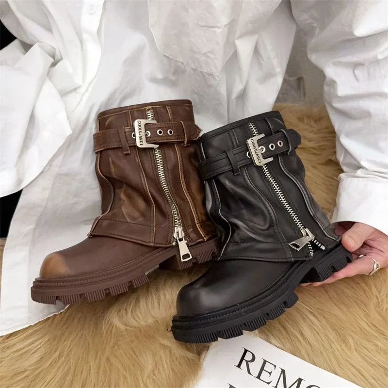 Splicing Short Boots and Winter New Children's Retro Knight Boots Zipper Fashion Trendy Boots