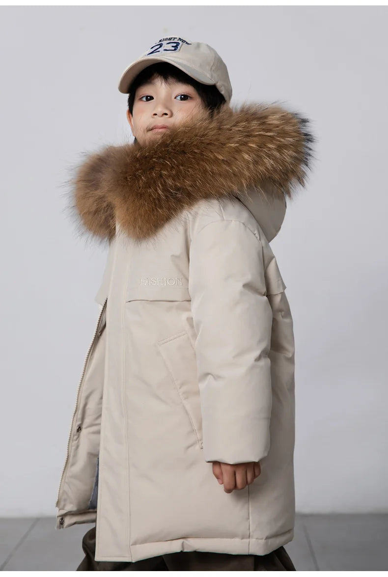 30 Degree Winter Children Down Jacket Hooded Thick Warm Boys Jacket Coat 3-10 Years Kids Girl Parkas Outfit