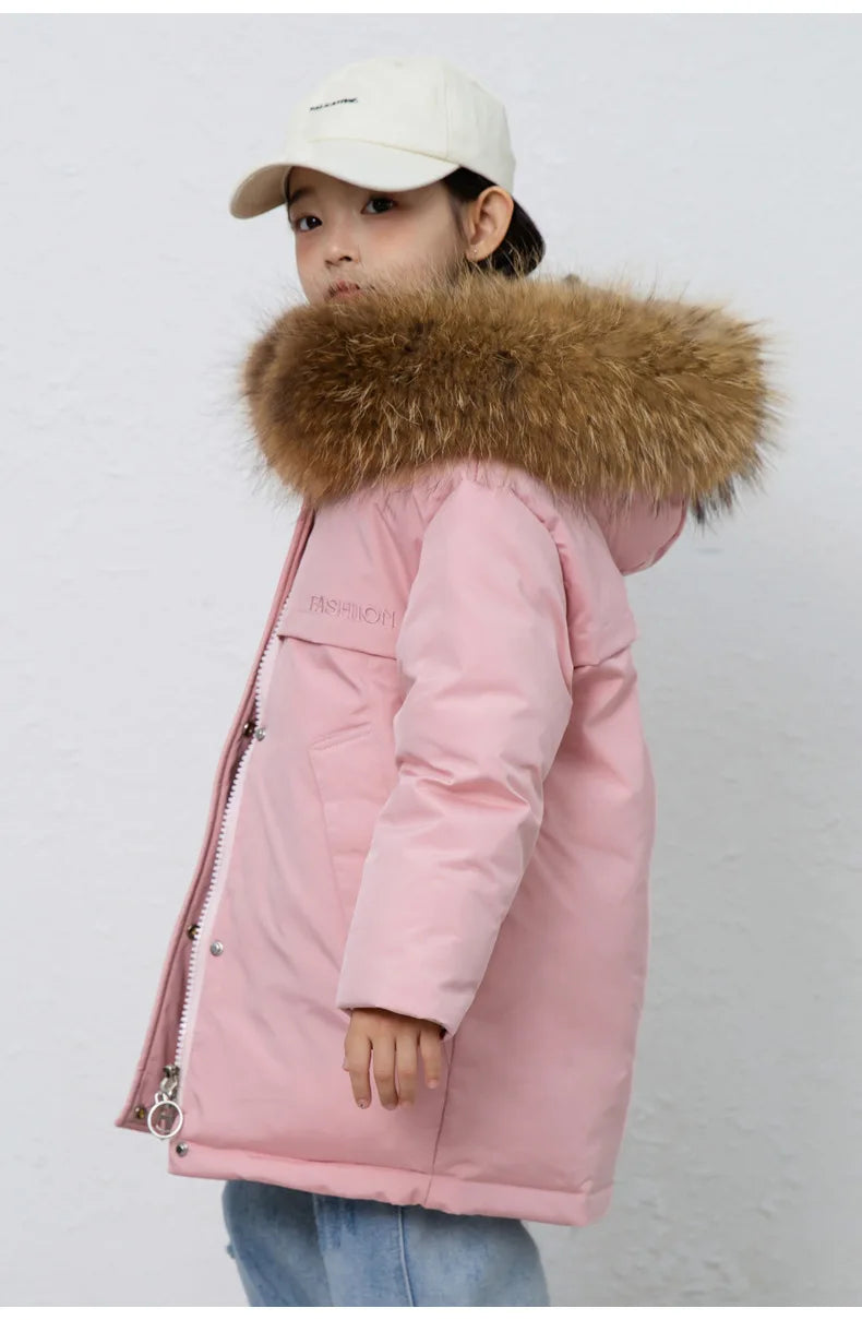 30 Degree Winter Children Down Jacket Hooded Thick Warm Boys Jacket Coat 3-10 Years Kids Girl Parkas Outfit