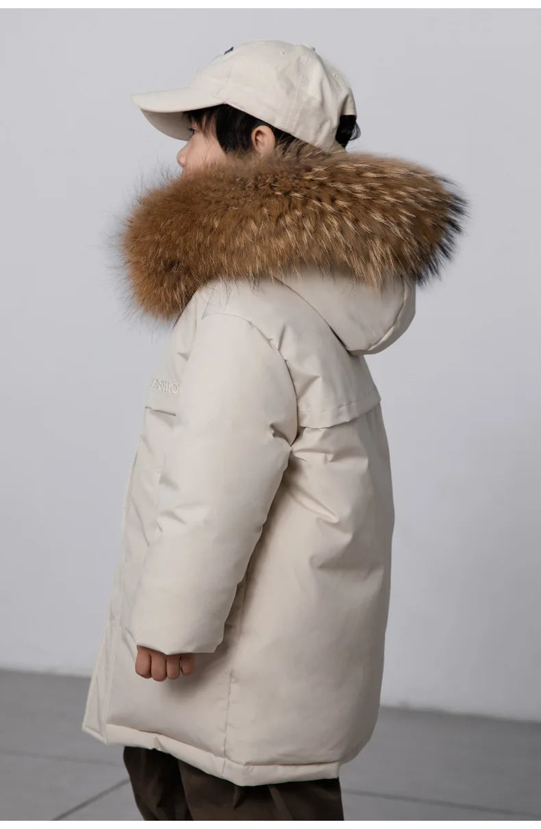 30 Degree Winter Children Down Jacket Hooded Thick Warm Boys Jacket Coat 3-10 Years Kids Girl Parkas Outfit