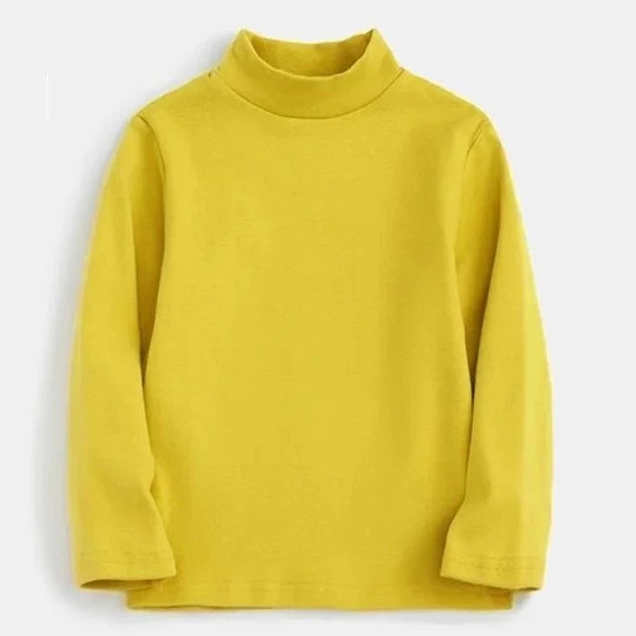 T-shirt for Girls Solid Thermal Underwear Autumn Winter Long Sleeve Casual High Collar Thin Velvet Boys Tops