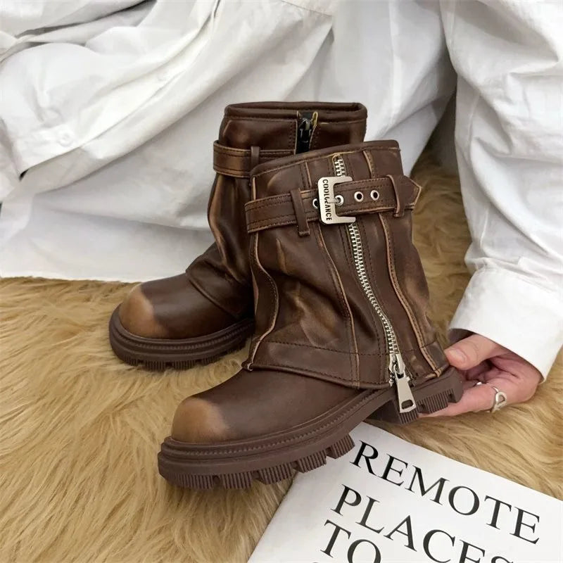 Splicing Short Boots and Winter New Children's Retro Knight Boots Zipper Fashion Trendy Boots