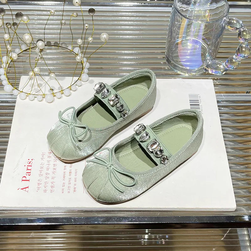 Girls Princess Shoes Spring Autumn Kids Fashion Brand Mary Jane Dress Dance Ballet Flats Children Sandals Bow Crystals Soft Sole