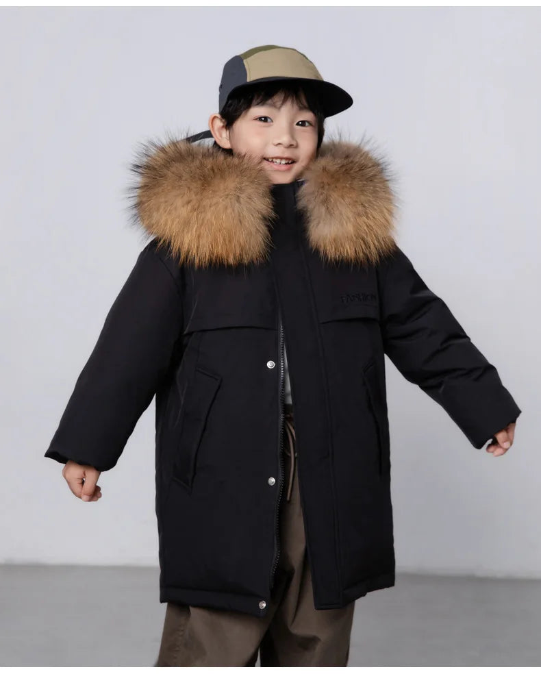 30 Degree Winter Children Down Jacket Hooded Thick Warm Boys Jacket Coat 3-10 Years Kids Girl Parkas Outfit