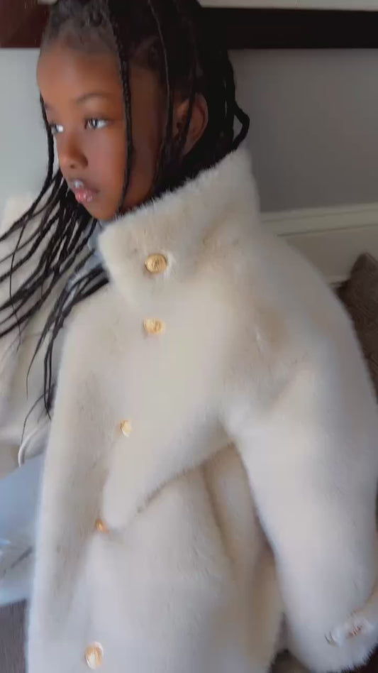 Faux Mink Velvet Jackets Autumn Winter New Loose White Casual Sweater Coat kids Jacket